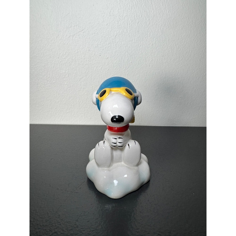 Peanuts Snoopy Flying‎ Ace Figurine Unisex OS White Excellent Ceramic Aviator